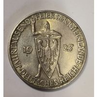 С рубля без мц! 3 марки 1925 D рыцарь Веймар - в патине! Шикарный! Нечастый двор!