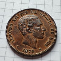 10 сентимо Испания 1879г. Король Альфонсо 12.