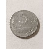 Италия 5 лир 1955
