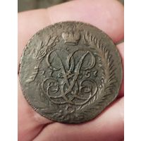 2 копейки 1757 г. Перечекан. Шикарная!