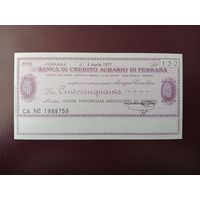 Италия Банковский чек 150 лир 1977 UNC