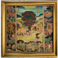 Кищенко А.М. "Будущий триптих",1983г. Картон, масло. Размер с рамой 84х84 см.