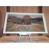 Пейзаж маслом на картоне, 1984 год, размер 41*22 см., "Этюд".
