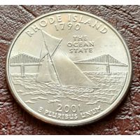 США 25 центов , Р 2001 Квотер штата Род-Айленд    ( 2-4-7 )