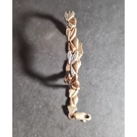 Браслет с позолотой двуцветный серебро 925, лот#20, С РУБЛЯ! МНОГО ЛОТОВ С РУБЛЯ БЕЗ МЦ!