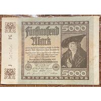 Банкнота 5000 марок 1922 год. Веймарская республика.