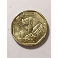 Перу 1 соль "Очковый медведь" 2017