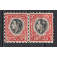 1937 Юго Западная Африка * Коронация George VI, сцепка 2 марки 1d