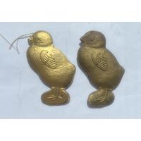 Елочная игрушка Цыплёнок в золоте картонаж 1930-40-е года цена за единицу