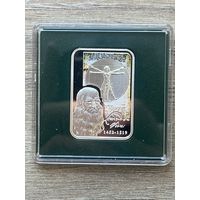 Серебряная монета Андорры достоинством 10 динеров 2008 года, посвященная Леонардо да Винчи в серии Художники мира