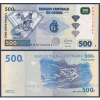 Конго, 500 франков 2022 г., P-W96C (PO, добыча алмазов в долине Этройте, Orell Fussli), UNC