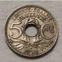Франция 5 сантимов, 1930 Новый тип: Отверстие в центре (2-10-148)
