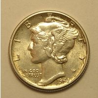 США, 1 Дайм 1943, Серебро UNC