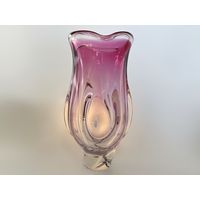 Большая ваза цветное стекло Чехословакия 30х15см