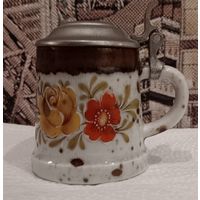 Мини-кружка пивная, керамическая, сувенирная, коллекционная. 6х4,5 см