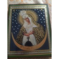 Икона Богородица Остробрамская редкая золочение 16/12