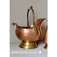 Старинный большой медный зольник, кашпо Франция