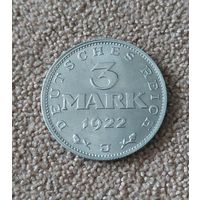 Германия 3 марки, 1922 J 3-я годовщина Веймарской конституции UNC