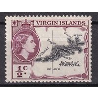 15.BrKCI. Великобритания. Колонии. Виргинские острова. Елизавета II. 1956 г. 1/2C. Mi.#111.
