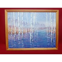 С рубля без мц. картина "березки", 30х40см. х.м.