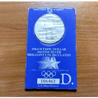 1984 Олимпиада США 1 Доллар Серебро .900 проба