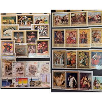 Альбом с марками: цветы, грибы, живопись, насекомые, птицы, млекопитающие, корабли, посуда