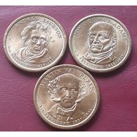 1 доллар 2008 D США  6й 7й 8й президенты Джон Куинджи Адамс. Марти ван Бюрен. Андрей Джексон.