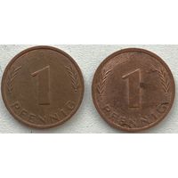 Германия 1 пфенниг 1980 г. G. Цена за 1 шт.