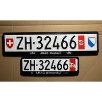 Номерные знаки, пара. Швейцария, Цюрих + рамки.