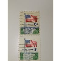США 1971 с изображением американского флага над Белым домом.