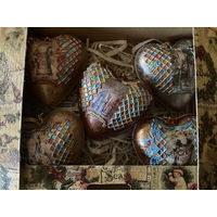 Набор 5 шт Елочные игрушки - сердечки