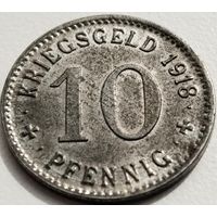 Кригсгельд. Тройхтлинген. Бавария. 10 пфеннигов. 1918 г.