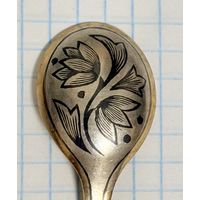 С 1 РУБЛЯ! КОФЕЙНАЯ ЛОЖКА СЕРЕБРО 875 ПРОБА ПОЗОЛОТА ЧЕРНЬ