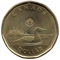 Конфедерация Канада. 1 доллар 2023. UNC. Король Карл (Чарльз) III. Фауна. Гагара.