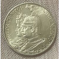 Монета 2 марки 1901 год. 200 лет Пруссии. Германская империя.