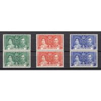 128.BrKS. Великобритания. Колонии.  Остров Вознесения. Коронация Георга VI и Елизаветы. 1937 г. Полная серия. Пары. Mi.##36-38. MNH.