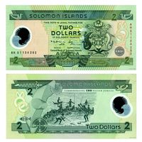 Соломоновы Острова 2 доллара 2001 год   UNC  (Первая полимерная банкнота Соломоновых островов)