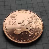 1,5 евро 1997 года памятная монета выпущенная в честь Недели Европы в Берлине которая проходила с3 по11 мая 1997 г.