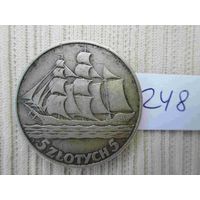 5 злотых 1936 кораблик в гдыне