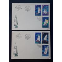 Болгария 1973 КПД Спортивные яхты.СГ. 6 марок на 2 конвертах одним лотом.