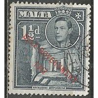 Мальта. Король Георг VI. Подземный храм. Надпечатка "Самоуправление". 1948г. Mi#202.