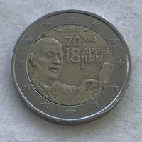 Франция 2 евро 2010 - 70 лет речи Шарля де Голля Ко всем французам