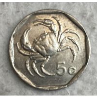 Монета Мальта 5 центов 1995 год. Краб С рубля без МЦ.