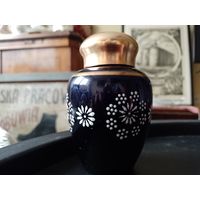 Чайница баночка для хранения чая СССР стекло кобальт эмаль цу