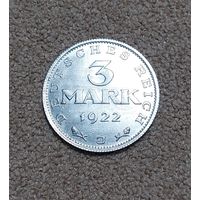Германия 3 марки, 1922 J 3-я годовщина Веймарской конституции UNC