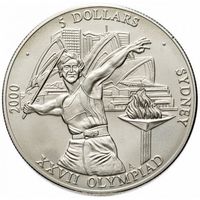Либерия 5 долларов, 2000 XXVII летние Олимпийские Игры, Сидней 2000 UNC капсула