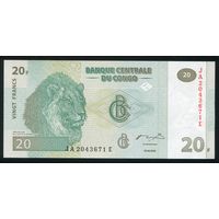 Конго. 20 франков 2003 года. P94. Серия JA. UNC