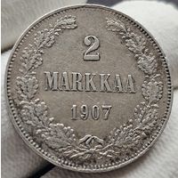2 марки 1907 для Финляндии.  Николай Второй aUNC