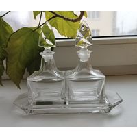 Флаконы парфюмерные Богемия (набор 3 предмета). Чехословакия