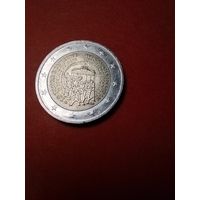 2 евро 2015 Германия. Юбилейные. 25 лет объединению Германии. С рубля. (06)